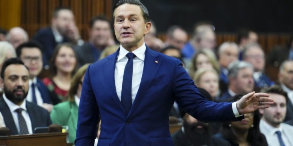 Conservative Leader Pierre Poilievre speaks during question period in the House of Commons in Ottawa.