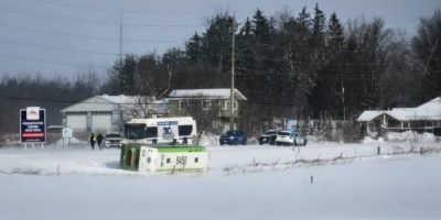 GO Transit bus rollover in a ditch along Yonge Street in Barrie