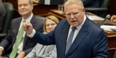 Ontario Premier Doug Ford speaks during Question Period at the Ontario Legislature in Toronto on March 24, 2026.