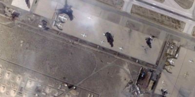 Satellite image showing damage at Mehrabad International Airport in Tehran after airstrikes.