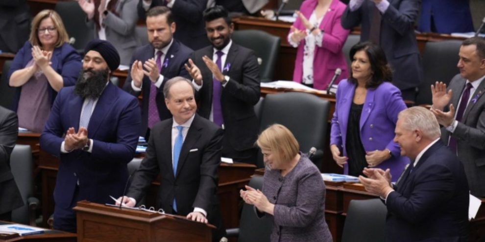 Peter Bethlenfalvy rises to table the Ontario Budget at Queen's Park in Toronto