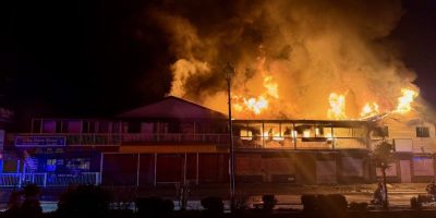 Firefighters respond to a structure fire at the Villa Nova Motel in Wasaga Beach.