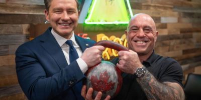 Pierre Poilievre sits down with Joe Rogan during a podcast interview in Austin, Texas, discussing Canada-U.S. relations and policy issues.