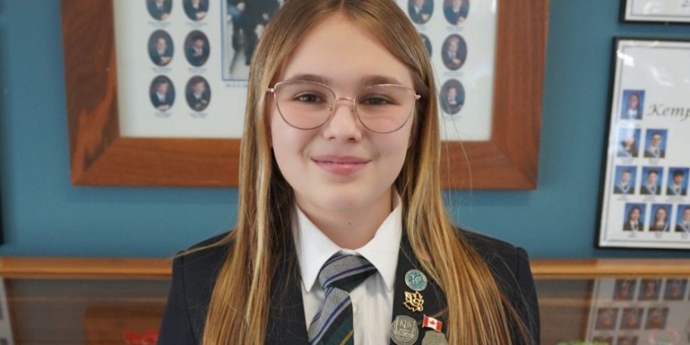 Harper Reid, Grade 8 student at Kempenfelt Bay School, who organized a donation drive for the Busby Centre in Barrie.