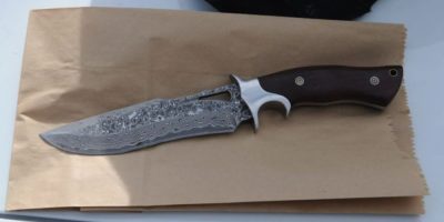 Knife seized by Barrie police following a disturbance at a Toronto Street apartment building.
