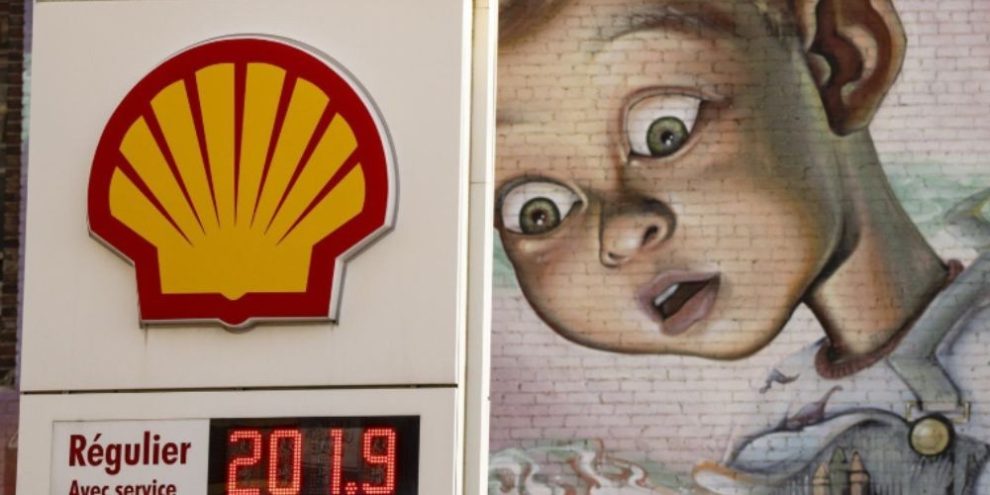 Gas prices above $2 per litre displayed at a Montreal gas station