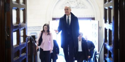 Prime Minister Mark Carney arrives on Parliament Hill in Ottawa on April 22, 2026