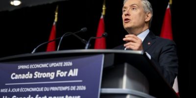 François-Philippe Champagne speaks to reporters in Ottawa while presenting the spring economic update on April 28, 2026.