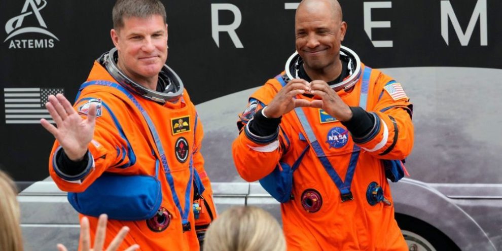 Canadian astronaut Jeremy Hansen waves before launch of NASA’s Artemis II mission at Kennedy Space Center as he begins historic journey to the moon.
