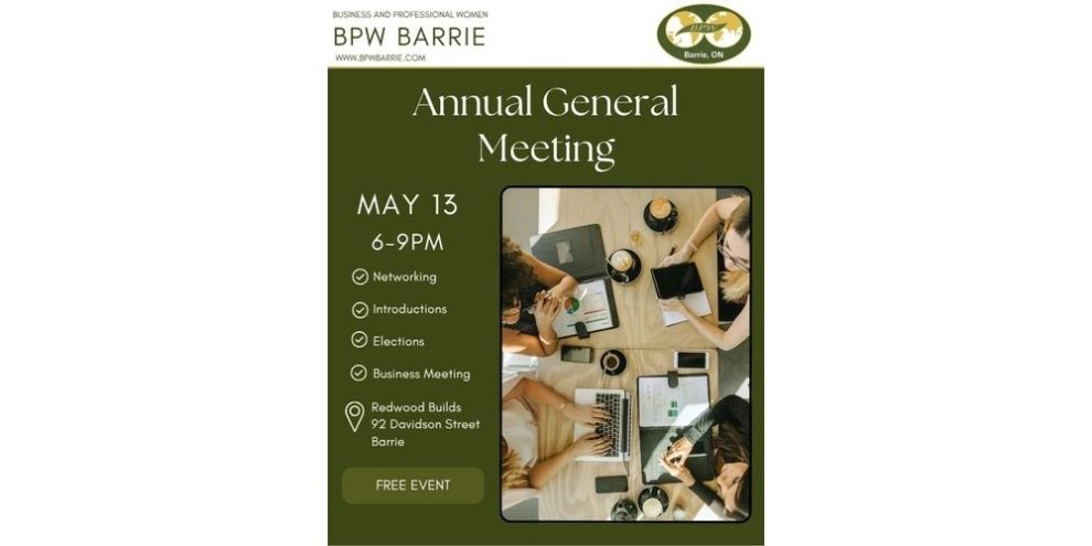 Business and Professional Women (BPW) Barrie - Annual General Meeting At Redwood Bulilds