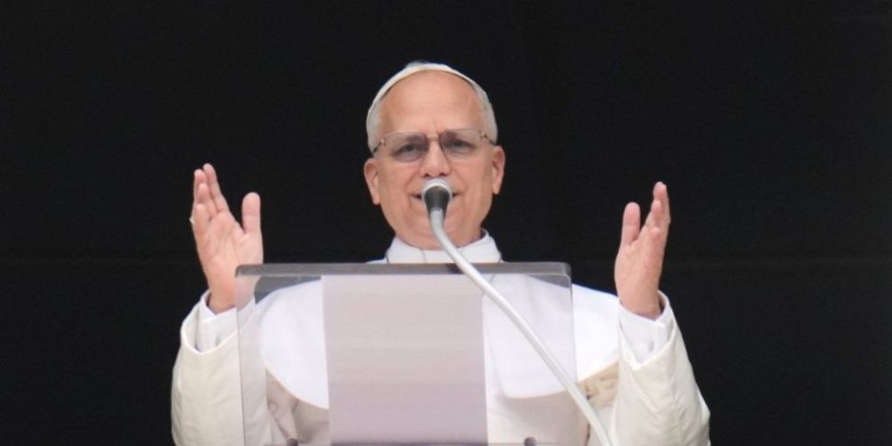 Pope Leo XIV delivers the Regina Coeli prayer in St. Peter’s Square at the Vatican on Sunday, April 12, 2026