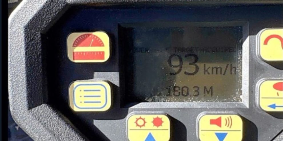 Barrie Police Service image related to a stunt driving charge on Yonge Street where a driver was clocked at 93 km/h in a 50 zone.
