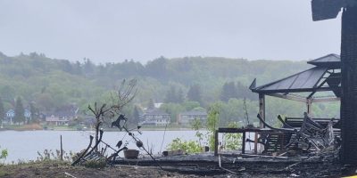 Image provided by Ontario Provincial Police showing investigation related to a house fire in Penetanguishene.