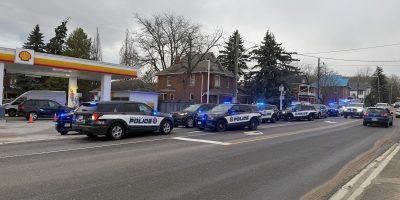 South Simcoe Police officers respond to a disturbance at a licensed establishment on Church Street in Innisfil on May 2, 2026.