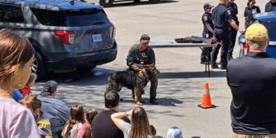 South Simcoe Police Service vehicle parked outdoors during a community event, representing public engagement and Police Week activities.