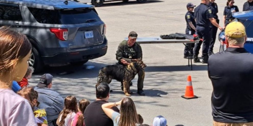 South Simcoe Police Service vehicle parked outdoors during a community event, representing public engagement and Police Week activities.