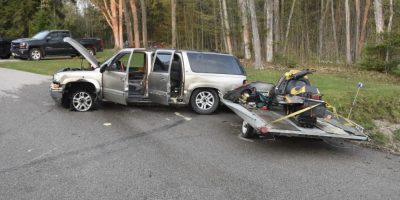 The suspect vehicle stopped on Highway 11 in Oro-Medonte after Ontario Provincial Police deployed a spike belt during an overnight incident north of Barrie.