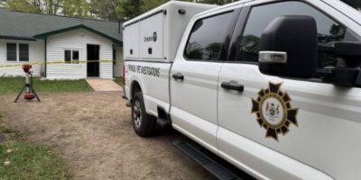 Image provided by Lake of Bays Township Fire Service showing emergency response crews at the scene of a deadly house fire in Dwight, Ontario. Investigation is being assisted by the Office of the Fire Marshal and Emergency Management.