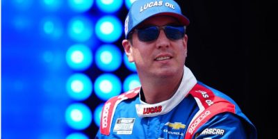 Kyle Busch is introduced before the NASCAR All-Star Race at Dover Motor Speedway on May 17, 2026, in Dover, Delaware.