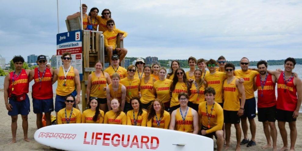 City of Barrie lifeguards on duty at Centennial Beach during summer beach season opening
