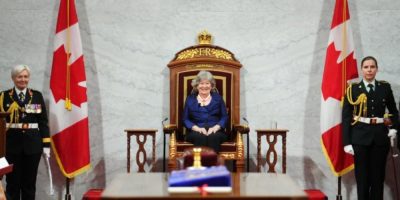 Governor General Louise Arbour takes her seat during the swearing-in ceremony as Canada’s 31st Governor General in Ottawa on June 8, 2026.