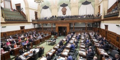 Ontario Premier Doug Ford speaking in the legislature at Queen’s Park in Toronto during final sitting day before summer break