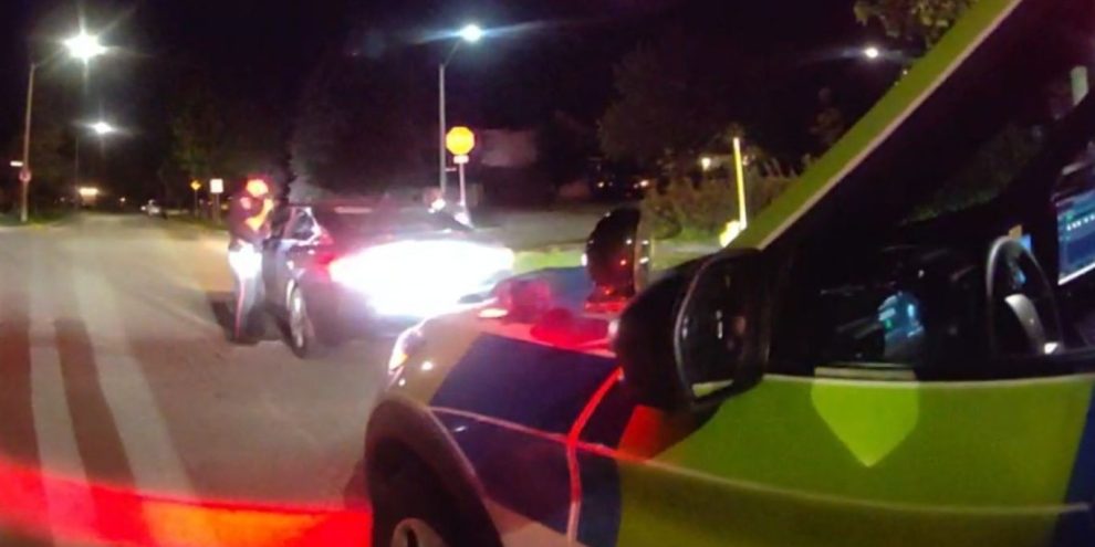 Barrie Police Service vehicle during impaired driving investigation following golf course tip and roadside arrest