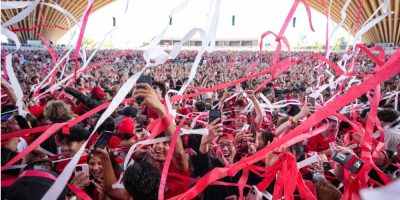 Canadian soccer fans celebrate Canada’s dramatic 1-0 FIFA World Cup knockout victory over South Africa at the FIFA Fan Fest in Vancouver on June 28, 2026.