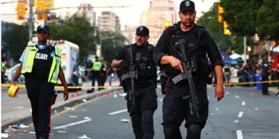 Police respond to a shooting at the Salsa on St. Clair event in Toronto on July 11, 2026.