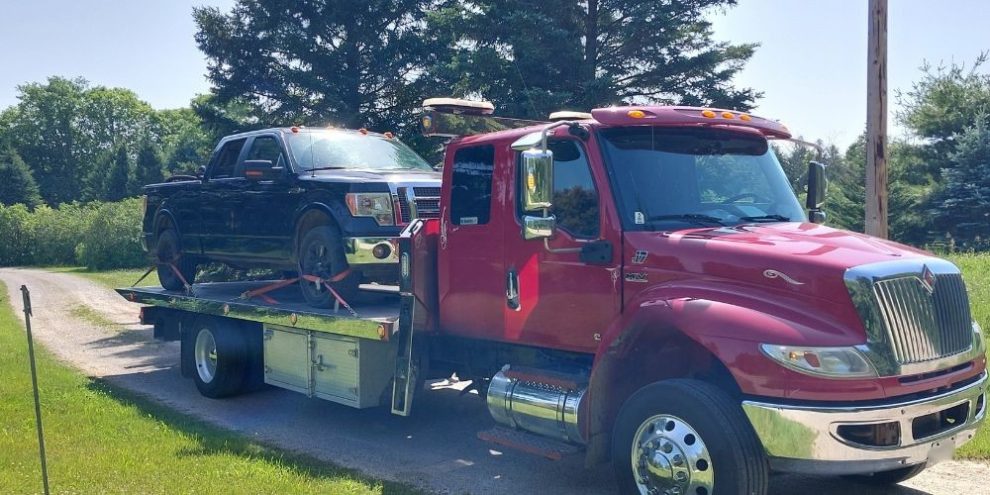 A pickup truck stopped by Nottawasaga OPP during a traffic enforcement investigation in Adjala-Tosorontio Township.