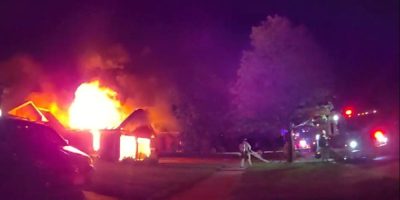 Firefighters battle an overnight house fire at a bungalow on Hurst Drive in Barrie after the garage became fully engulfed.