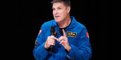 Canadian Space Agency astronaut Jeremy Hansen speaking at a public event in Halifax.