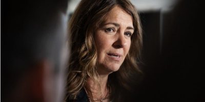 Alberta Premier Danielle Smith speaks to reporters during the Council of the Federation meeting in Charlottetown on July 21, 2026, as premiers discuss Canada-U.S. trade negotiations and looming tariffs.