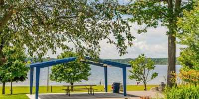 Pavilion in Little Lake Park in Midland, where overnight private security patrols will be part of a pilot program aimed at deterring vandalism.