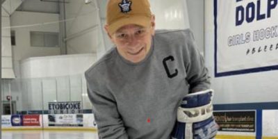 Cancer survivor Paul Lonergan plays hockey in 2025 after returning to the ice following cancer treatments.