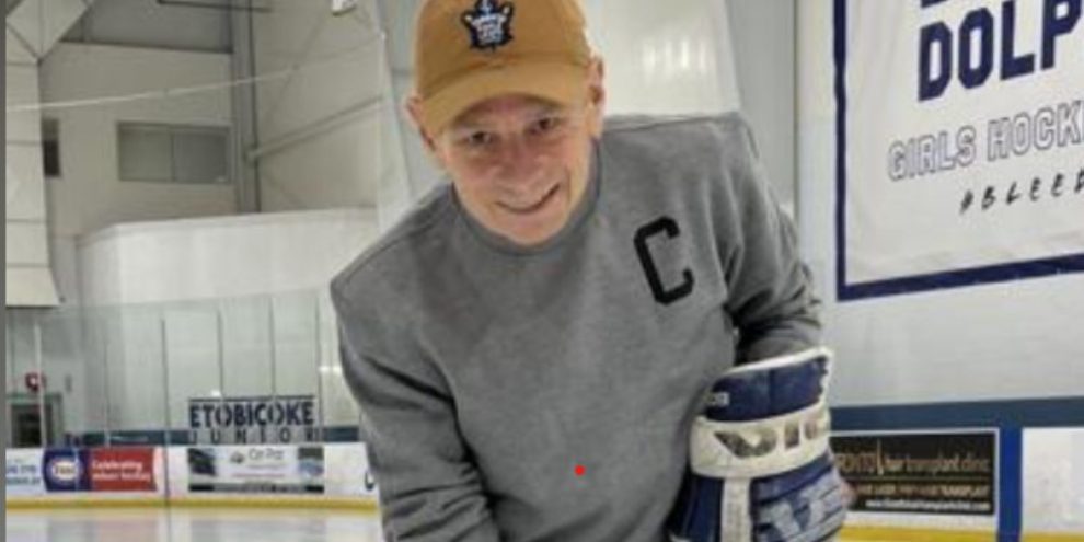 Cancer survivor Paul Lonergan plays hockey in 2025 after returning to the ice following cancer treatments.