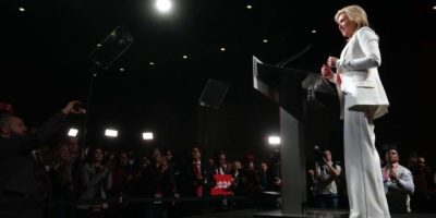 Bonnie Crombie speaks to Liberal Party members after winning the Ontario Liberal leadership election in Toronto in December 2023.