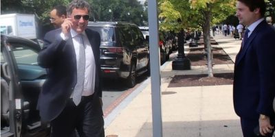 Dominic LeBlanc arrives at the U.S. Commerce Department for trade talks in Washington.