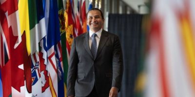 Manitoba Premier Wab Kinew speaks to reporters about Canada's trade negotiations with the United States.