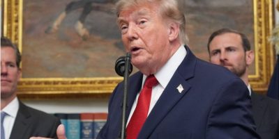 U.S. President Donald Trump speaking during a meeting at the White House