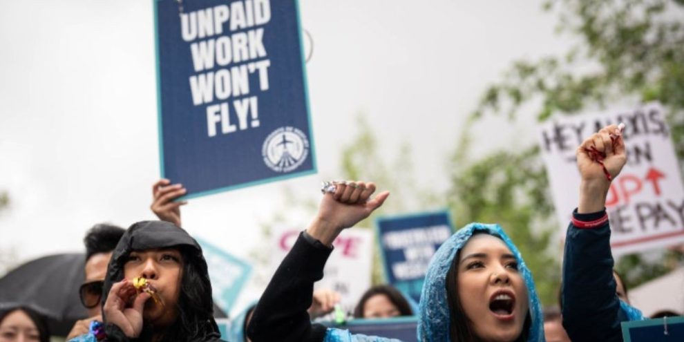 WestJet flight attendants on strike at Vancouver International Airport