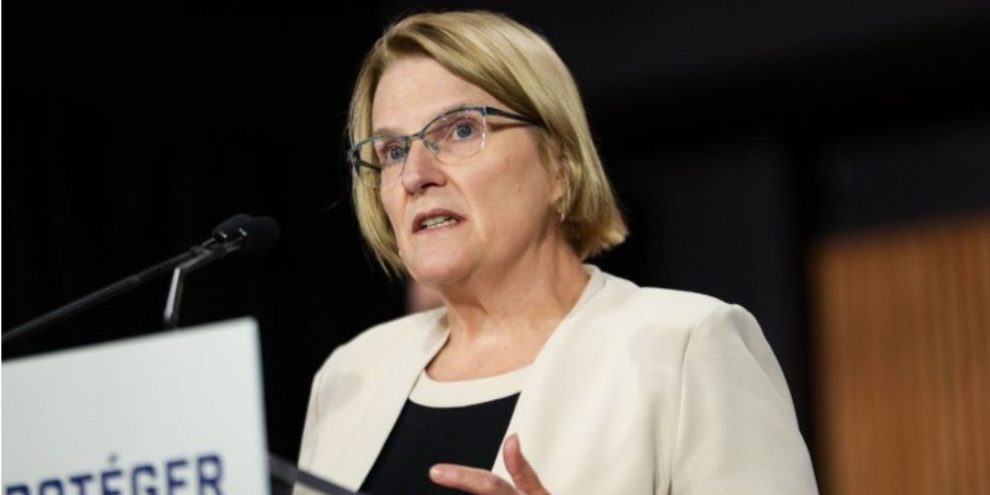 Ontario Health Minister Sylvia Jones speaks at a press conference at Queen's Park in Toronto
