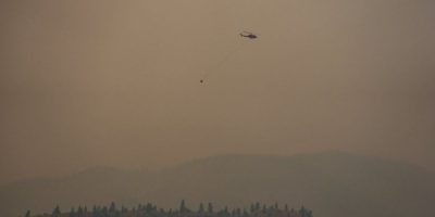Helicopter used to battle the Bald Range wildfire takes off from Penticton Regional Airport