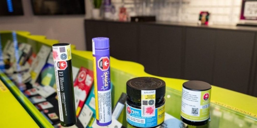 Cannabis products displayed at a Toronto cannabis store
