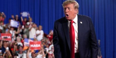 U.S. President Donald Trump speaks at a campaign rally in Myrtle Beach, South Carolina, on Aug. 21, 2026.