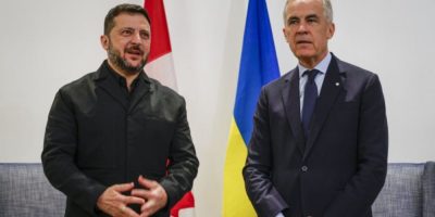 Prime Minister Mark Carney and Ukrainian President Volodymyr Zelenskyy meet in Calgary on Thursday, Sept. 10, 2026.