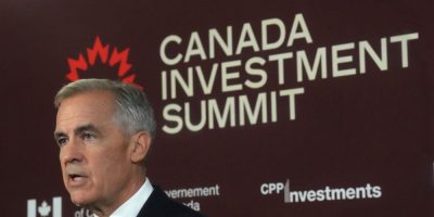 Prime Minister Mark Carney speaks at the 2026 Canada Investment Summit in Toronto on Sept. 15, 2026.