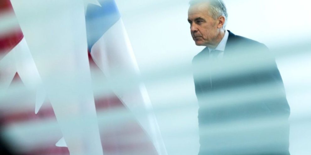 Prime Minister Mark Carney waits to meet Chilean President José Antonio Kast at the United Nations in New York on Sept. 22, 2026.