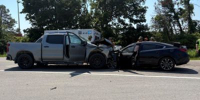 Barrie Police vehicle at the scene of a head-on collision on Fairview Road in Barrie