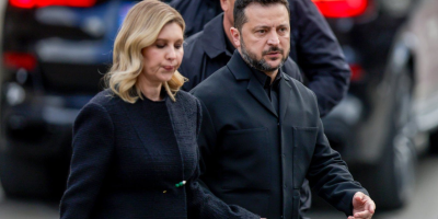 Ukrainian President Volodymyr Zelenskyy and his wife Olena Zelenska attend the funeral procession for Norway's King Harald V in Oslo.